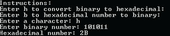 C program to convert binary to hexadecimal output.