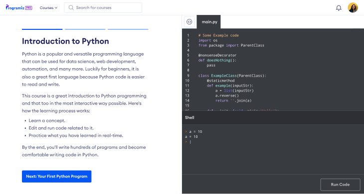 Programiz PRO: An Interactive platform to learn to code, the right