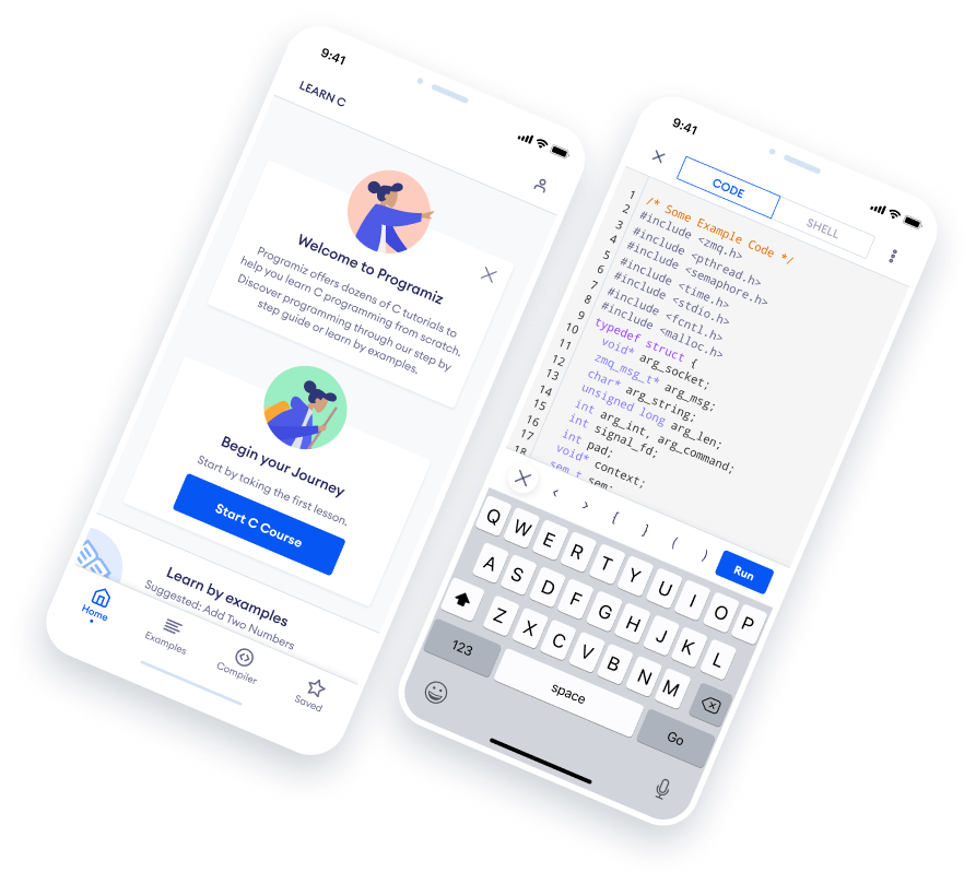 Android and iOS App to Learn C Programming Programiz