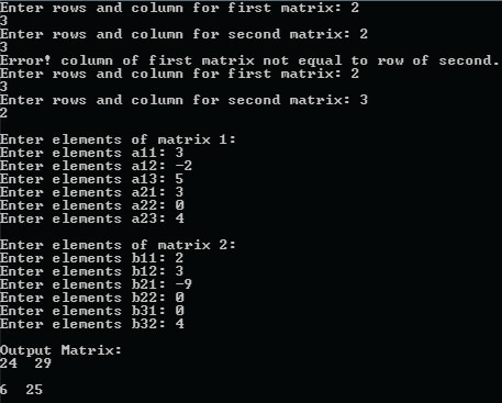 Console Program To Multiply Two Matrix