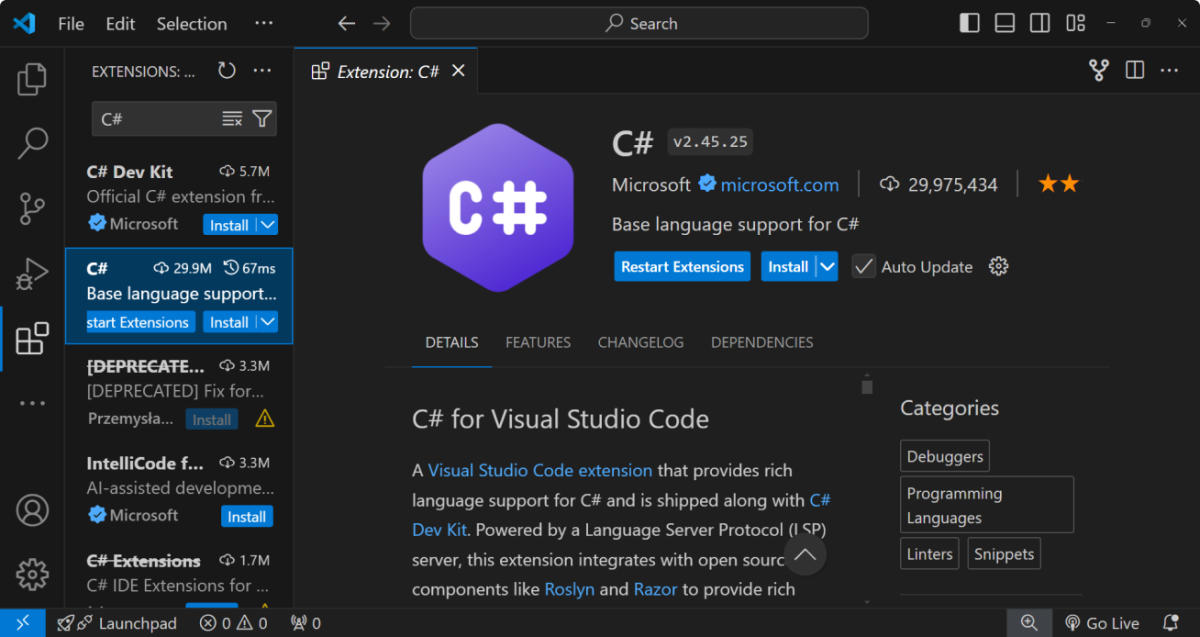 C# Extension by Microsoft