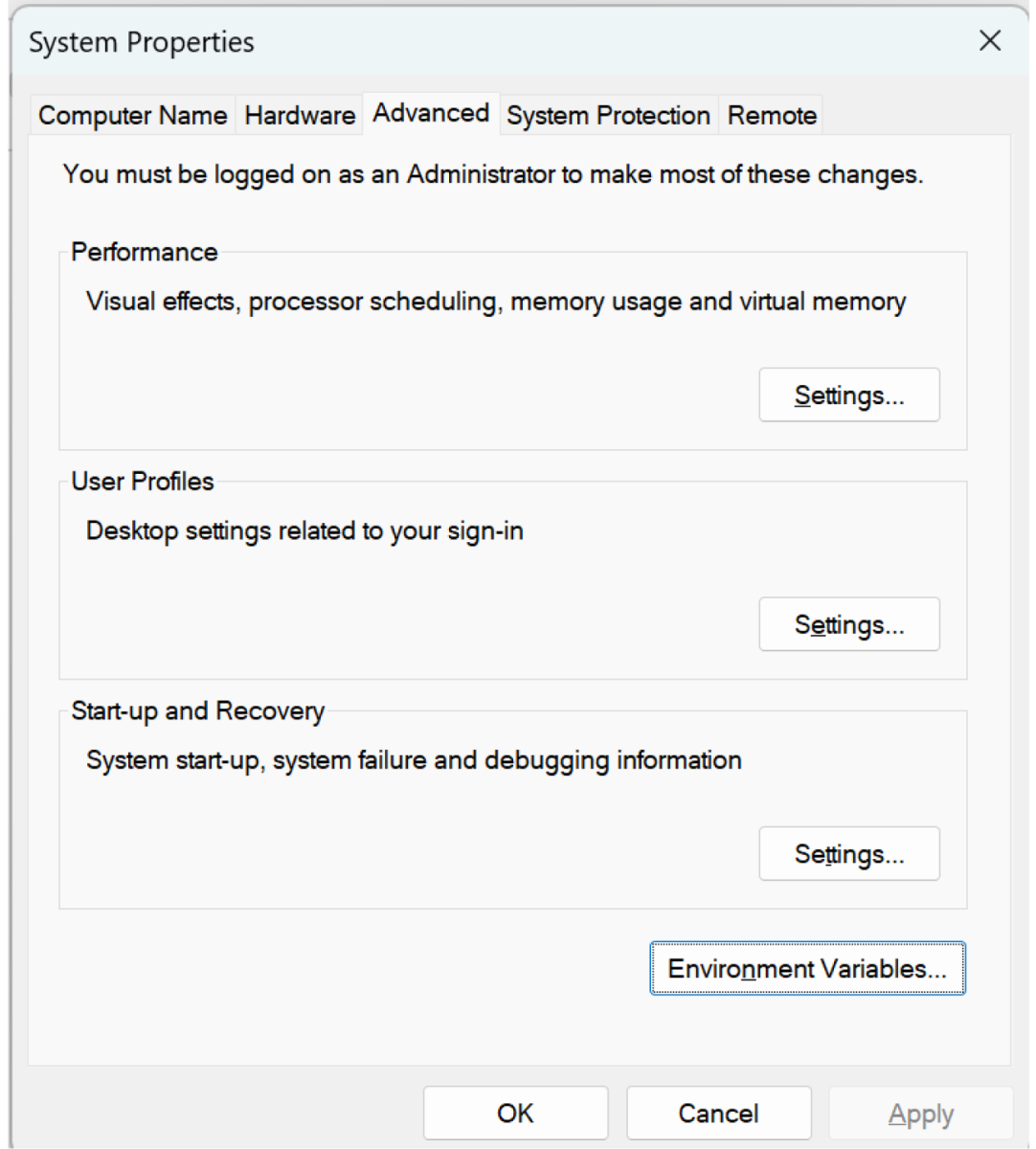 Edit Environment Variables