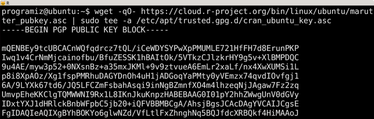 Add CRAN GPG Key on Ubuntu