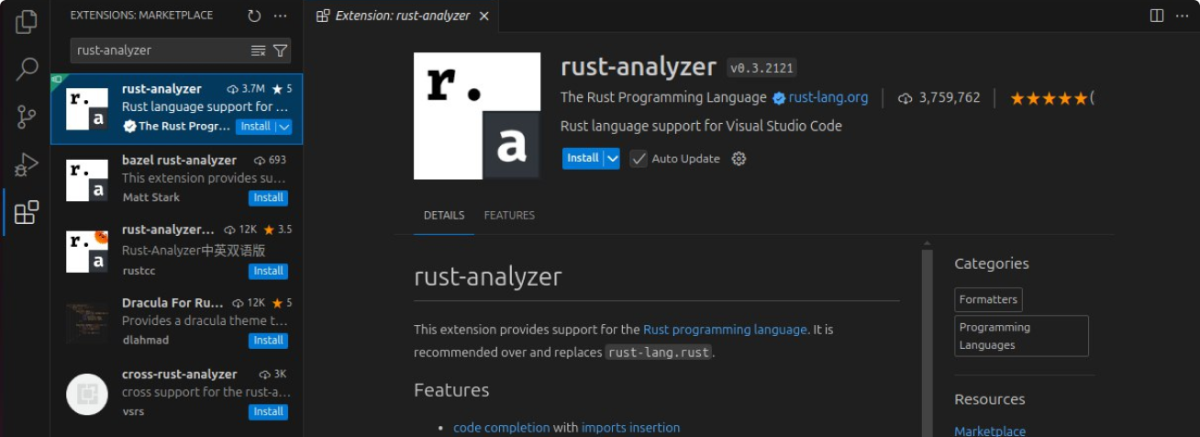 Rust-Analyzer Extension in VSCode