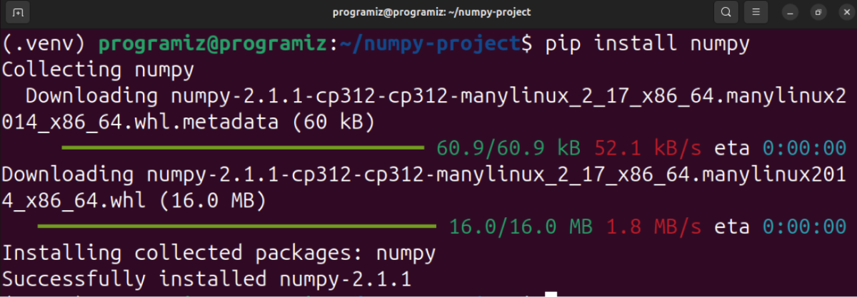 Install NumPy  in Ubuntu