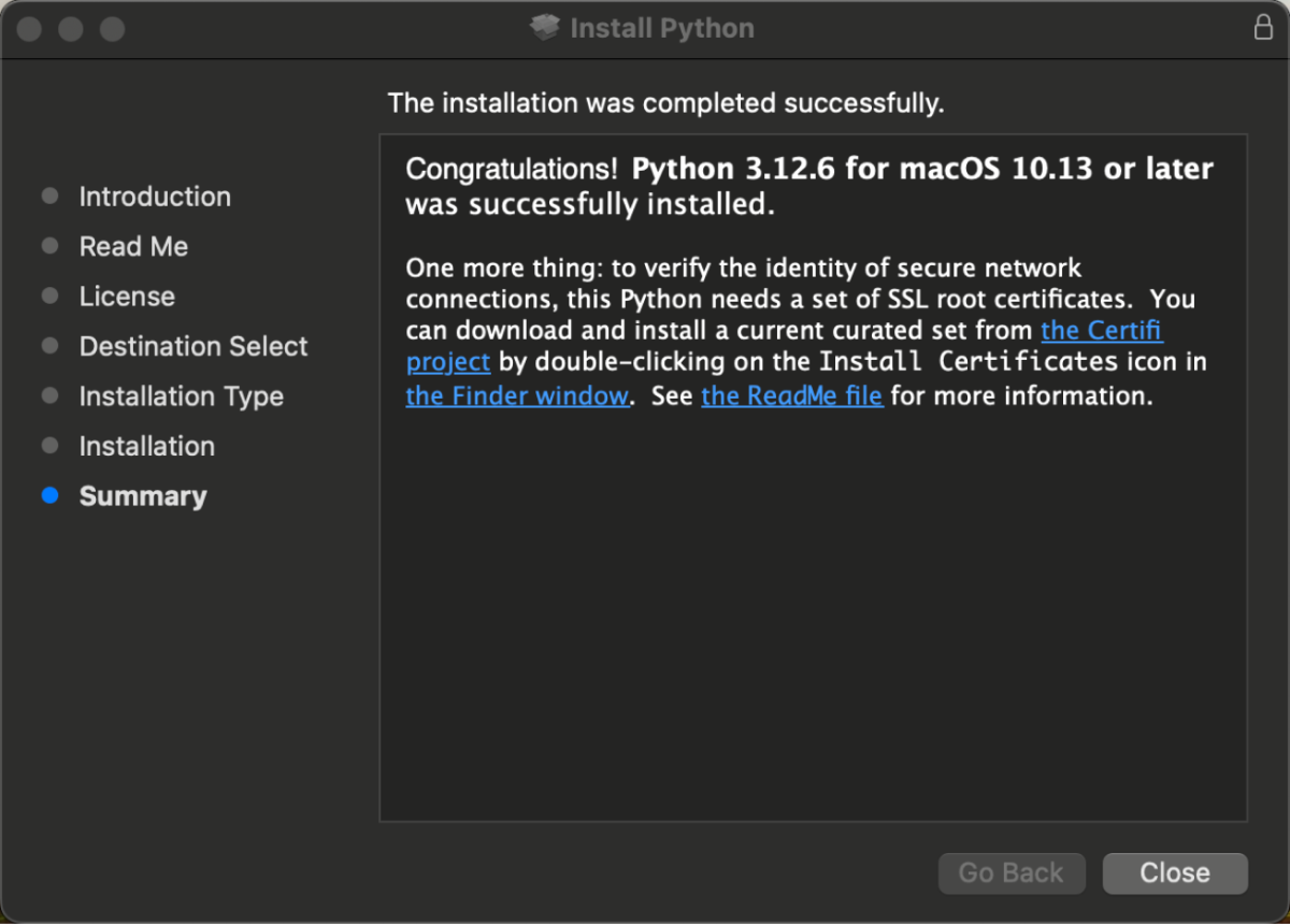 Python Installation Successful